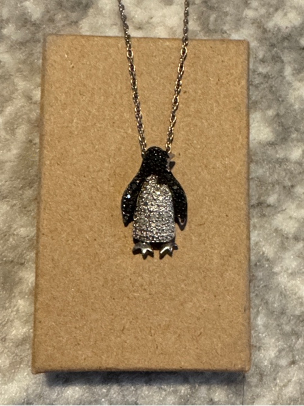 Sterling Silver and Diamond Penguin Pendant in Black and Silver